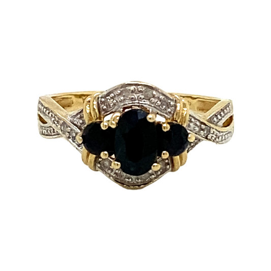9ct Sapphire & Diamond Ring