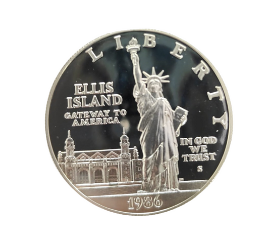 Silver Dollar 90% 26.8 Grams One Dollar Elis Island Preowned