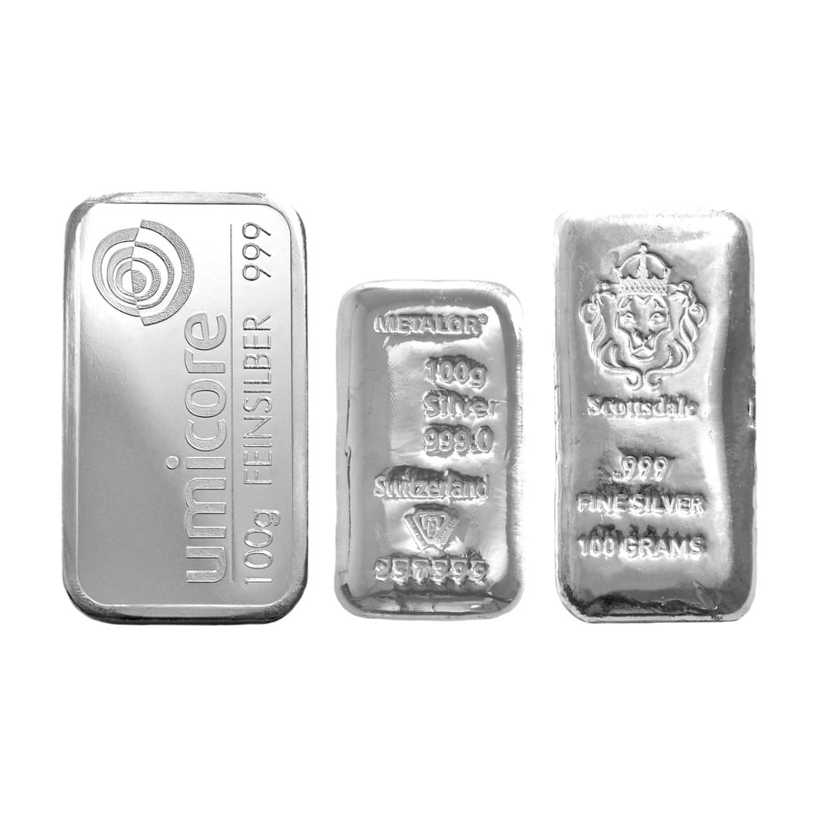 100g Silver (Mixed Brands) Bullion Bar Preowned