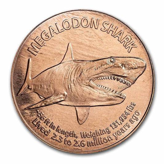 1 oz Copper Round Megalodon Shark