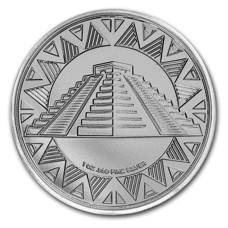 Aztec Calendar and Pyramid- 1oz Pure Silver Bullion Coin