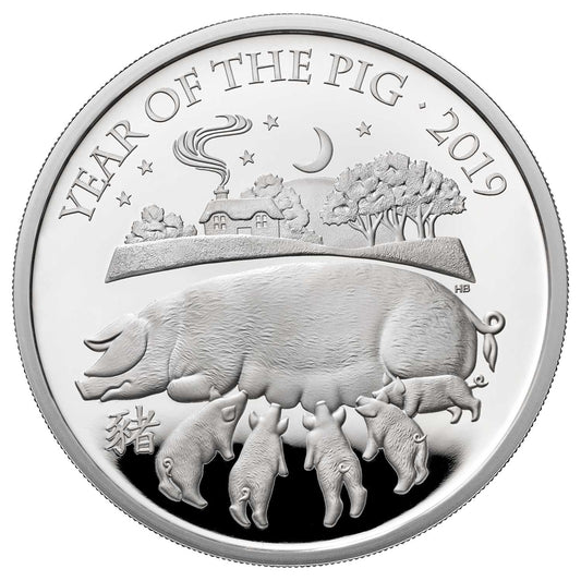 Lunar Year of the Pig 2019 UK One Ounce Silver Proof Coin