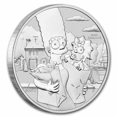 2021 Marge and Maggie Simpson Tuvalu 1oz Fine Silver