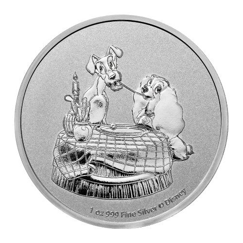 2022 Lady and the Tramp Disney 1oz Fine Silver