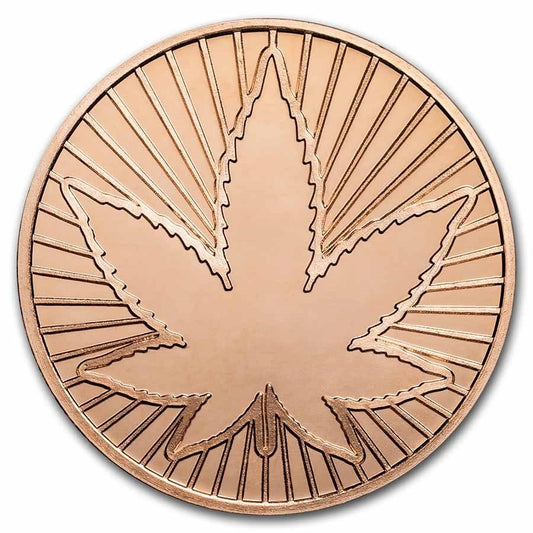 1 oz Copper Round Cannabis 420 Leaf