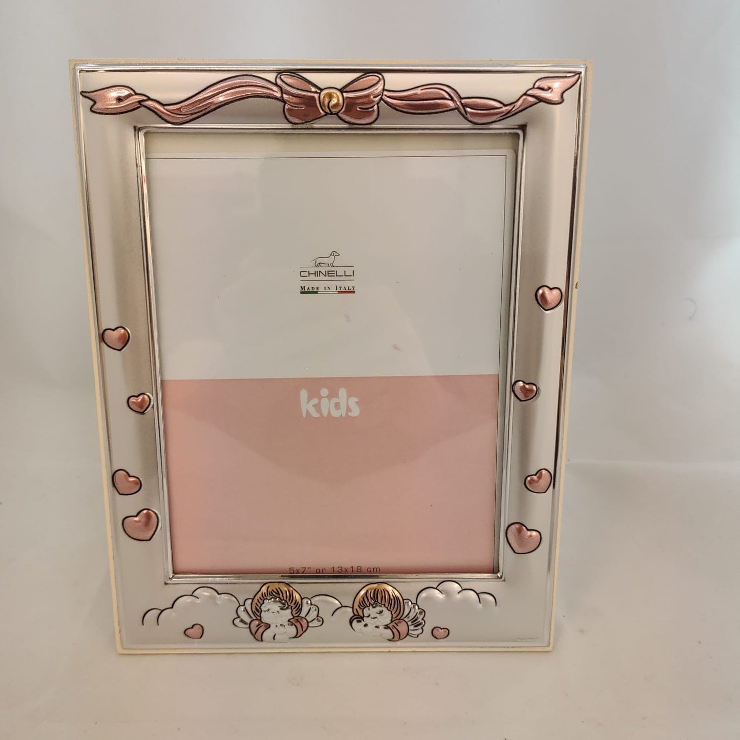 Chinelli Medium Pink Hearts and Ribbon Photo Frame 5x7 Inch Or 13x18cm