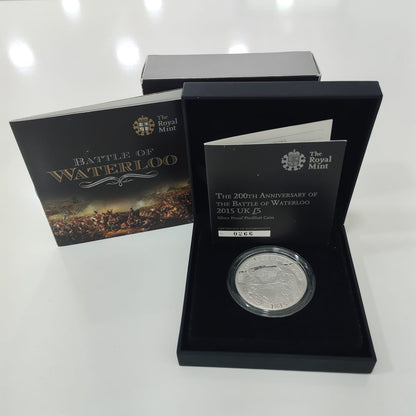 200th Anniversary Of The Battle Of Waterloo UK £5 Silver Proof Piedfort Coin