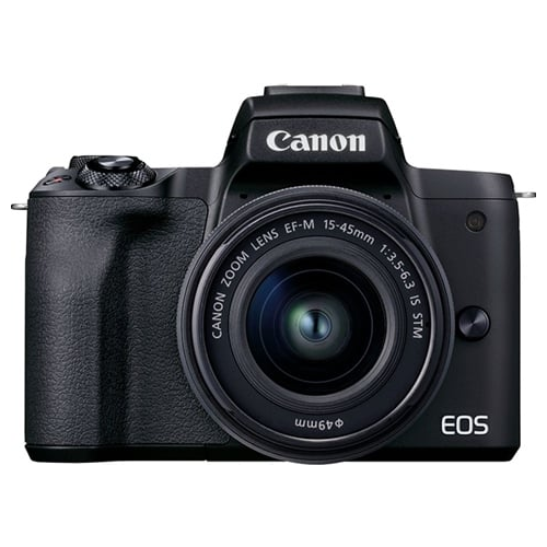 Canon EOS M50 Mark II + EF-M 15-45mm f 3.5-6.3 IS STM with 55-200mm & 28mm Macro Lens Black Grade B Preowned